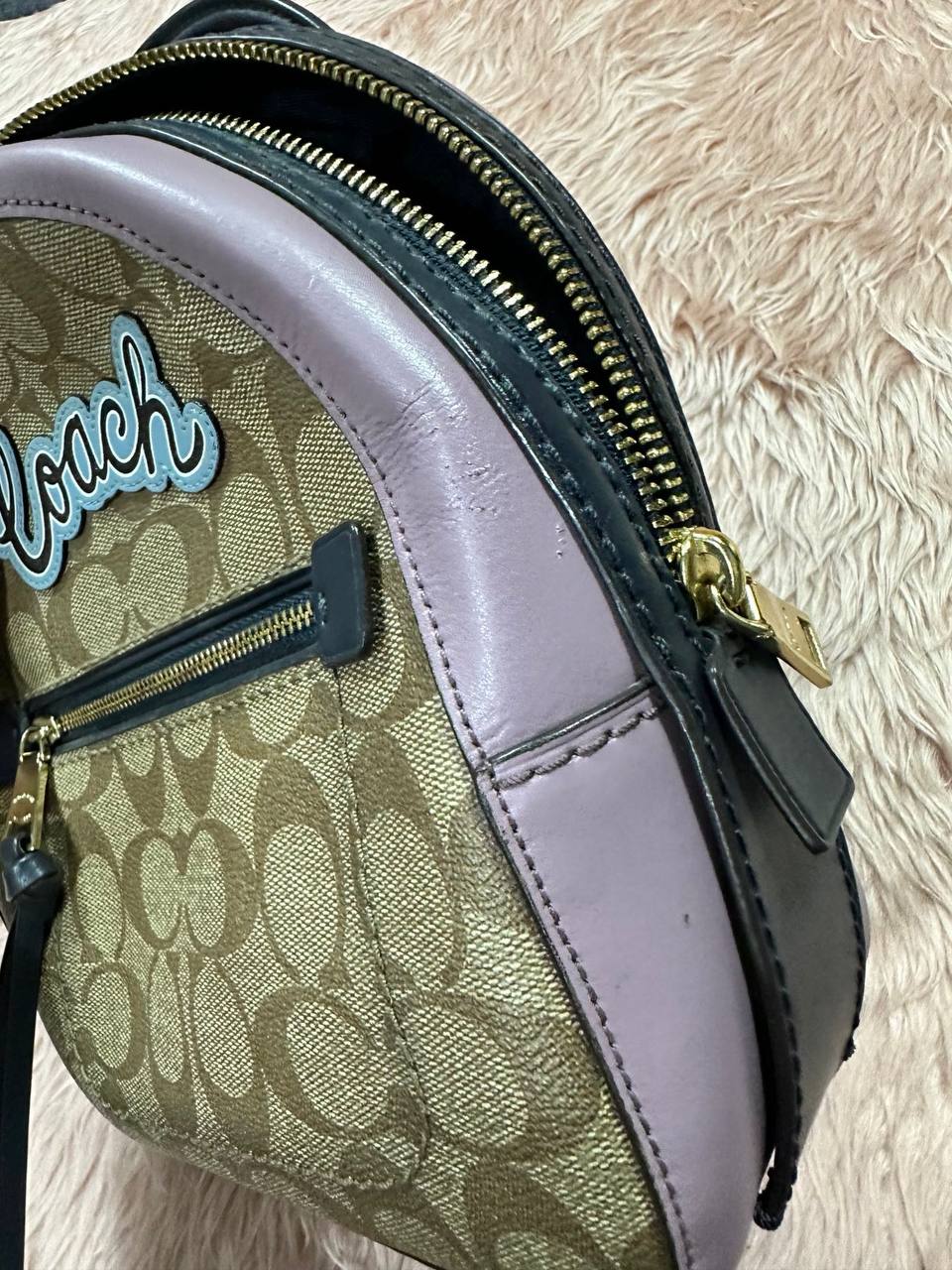ORIG Preloved COACH Andi Mini Convertible Backpack Brown/Purple Bag