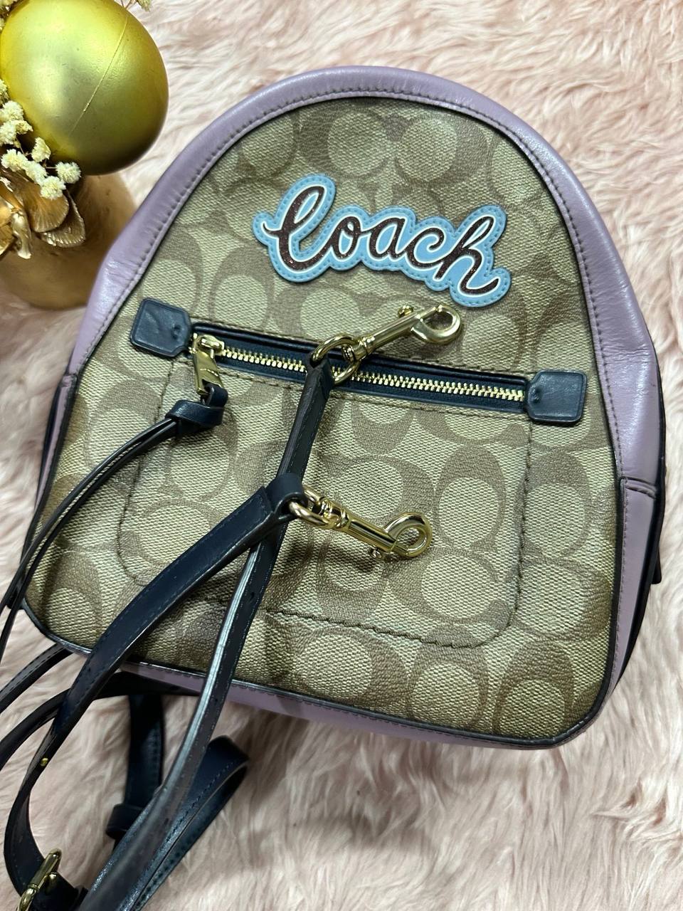 ORIG Preloved COACH Andi Mini Convertible Backpack Brown/Purple Bag