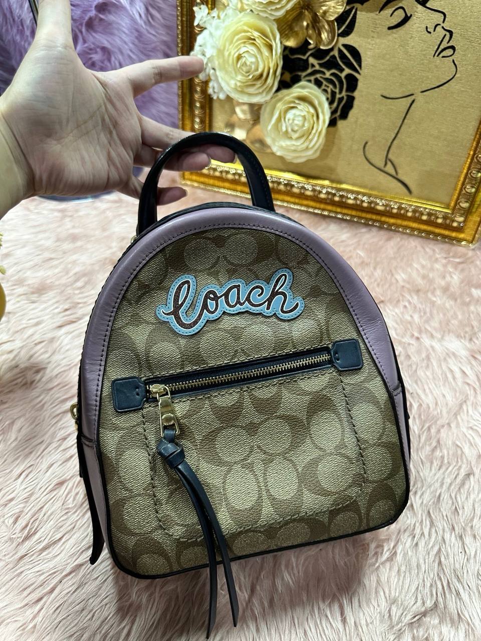 ORIG Preloved COACH Andi Mini Convertible Backpack Brown/Purple Bag
