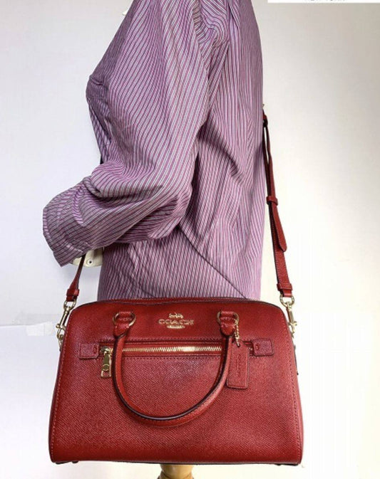 ORIG Preloved COACH Rowan Satchel Bag Cherry Red