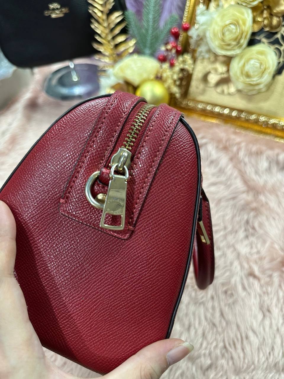 ORIG Preloved COACH Rowan Satchel Bag Cherry Red