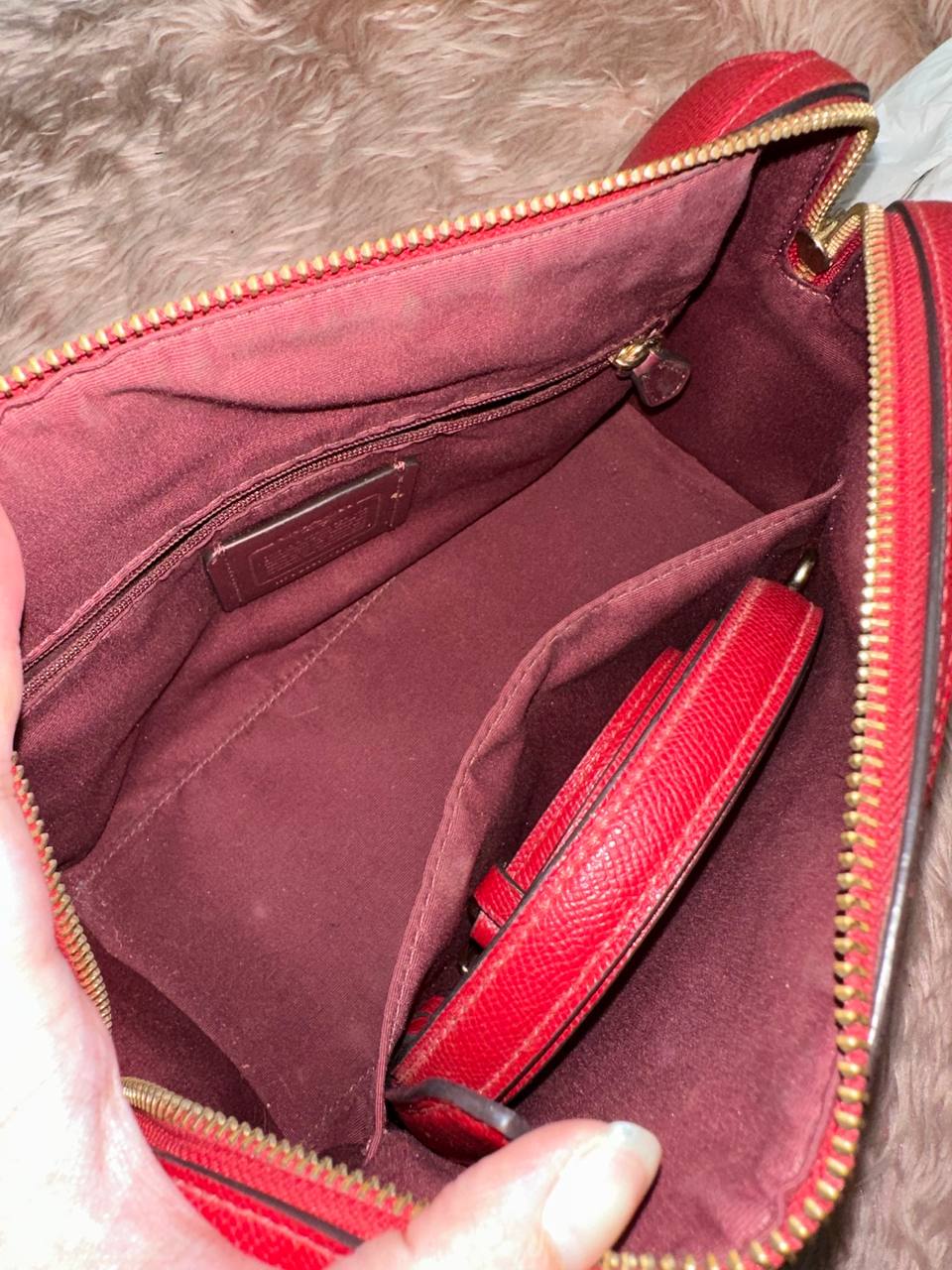 ORIG Preloved COACH Rowan Satchel Bag Cherry Red