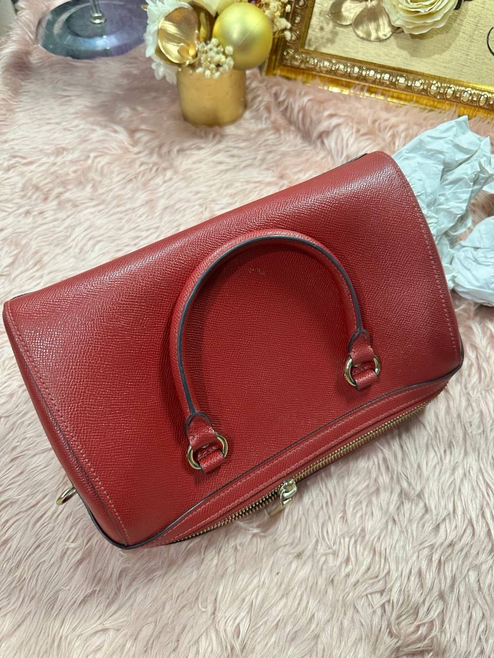 ORIG Preloved COACH Rowan Satchel Bag Cherry Red