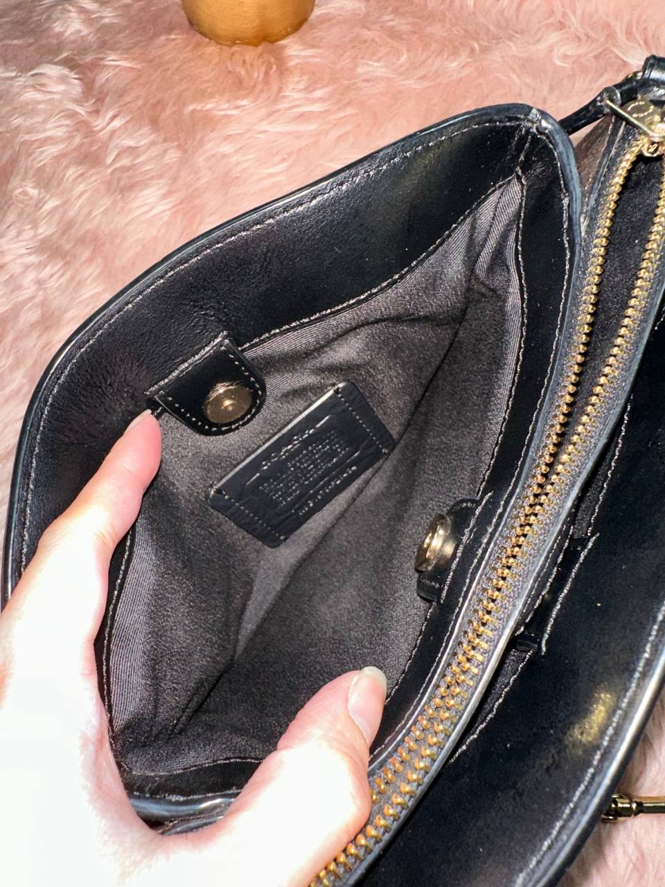 ORIG Preloved COACH Mini Sage Carryall Signature Brown Black Small Bag