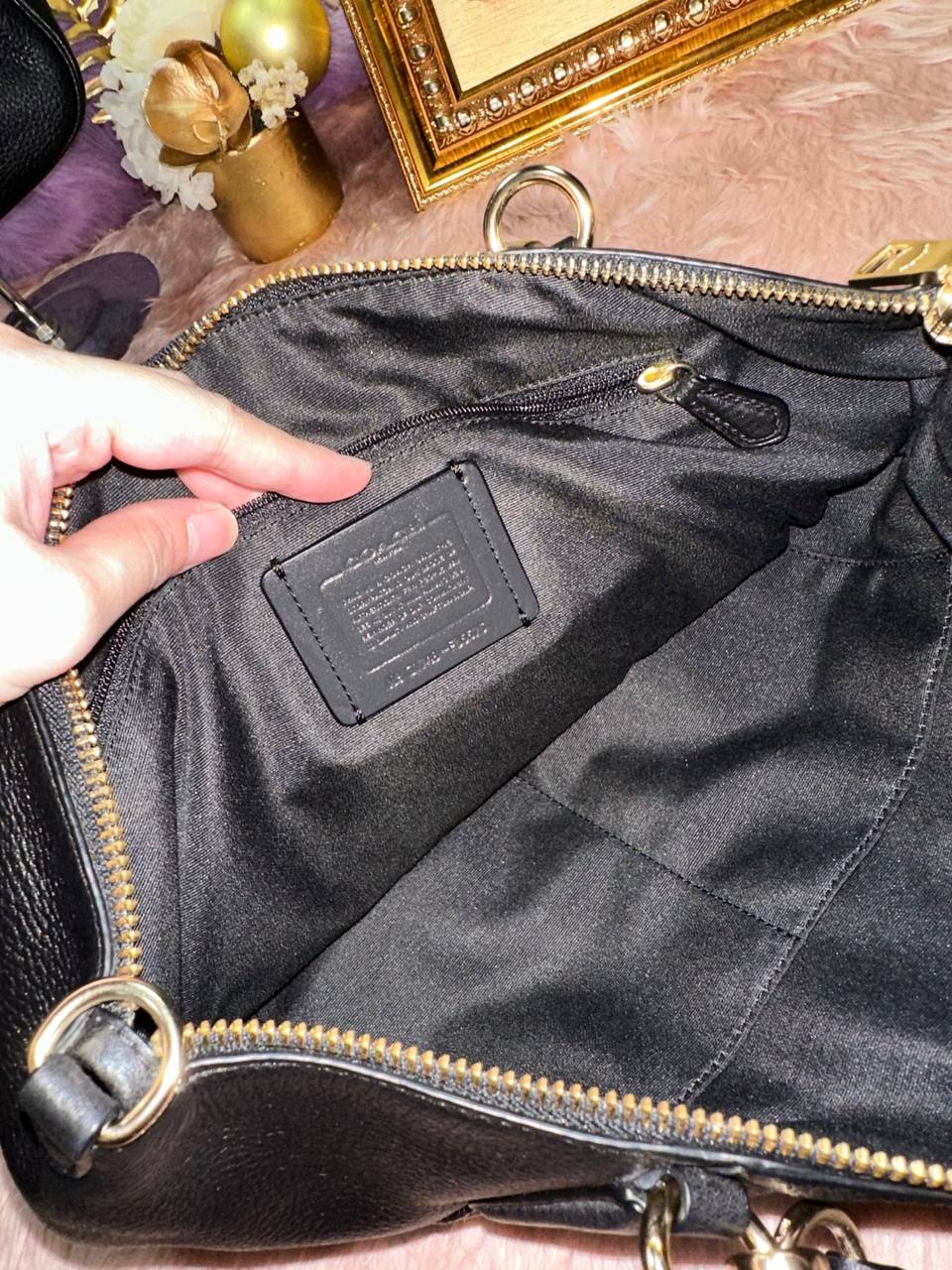 ORIG Preloved COACH Kelsey Satchel Crossbody Bag Black