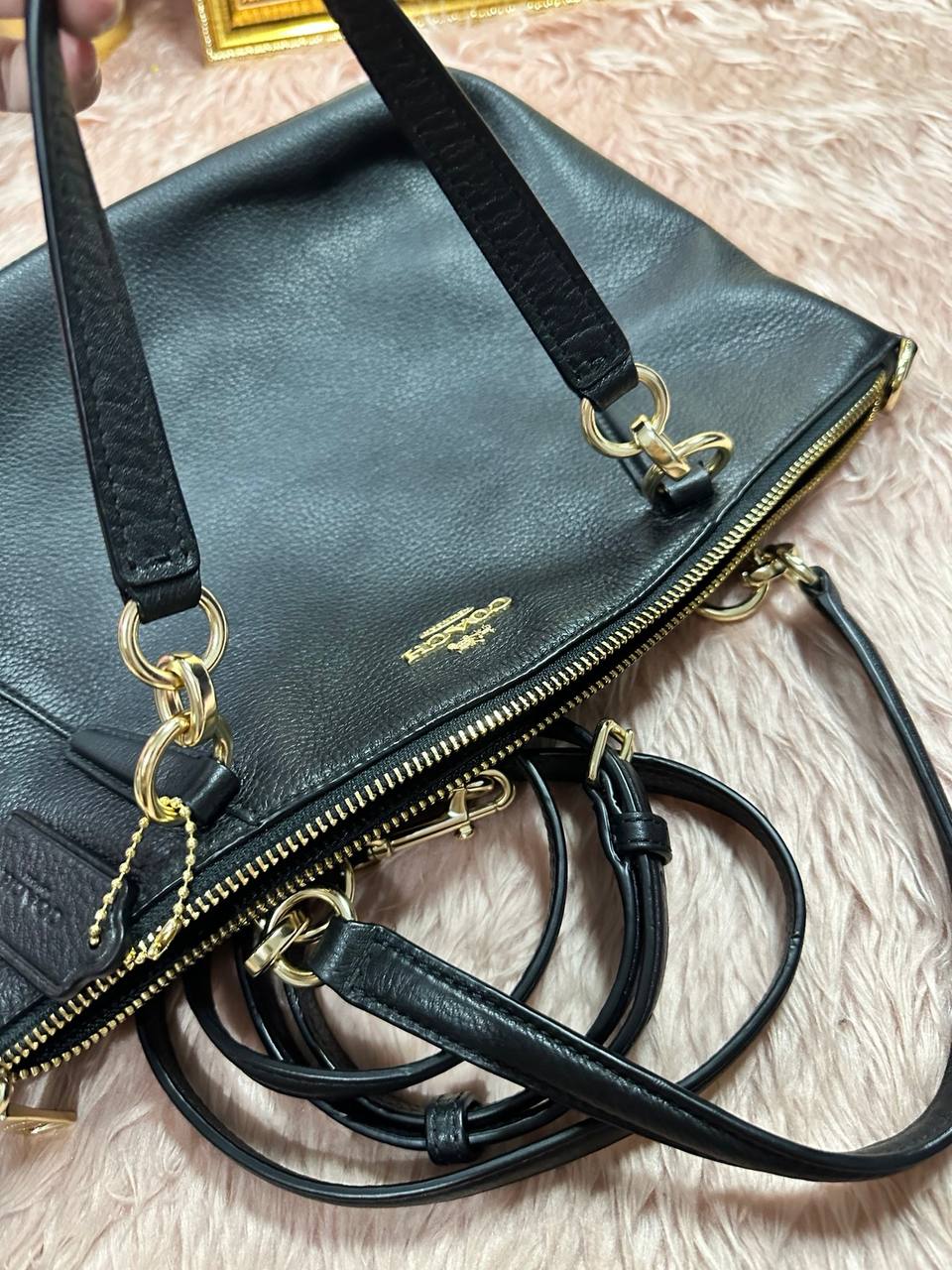 ORIG Preloved COACH Kelsey Satchel Crossbody Bag Black