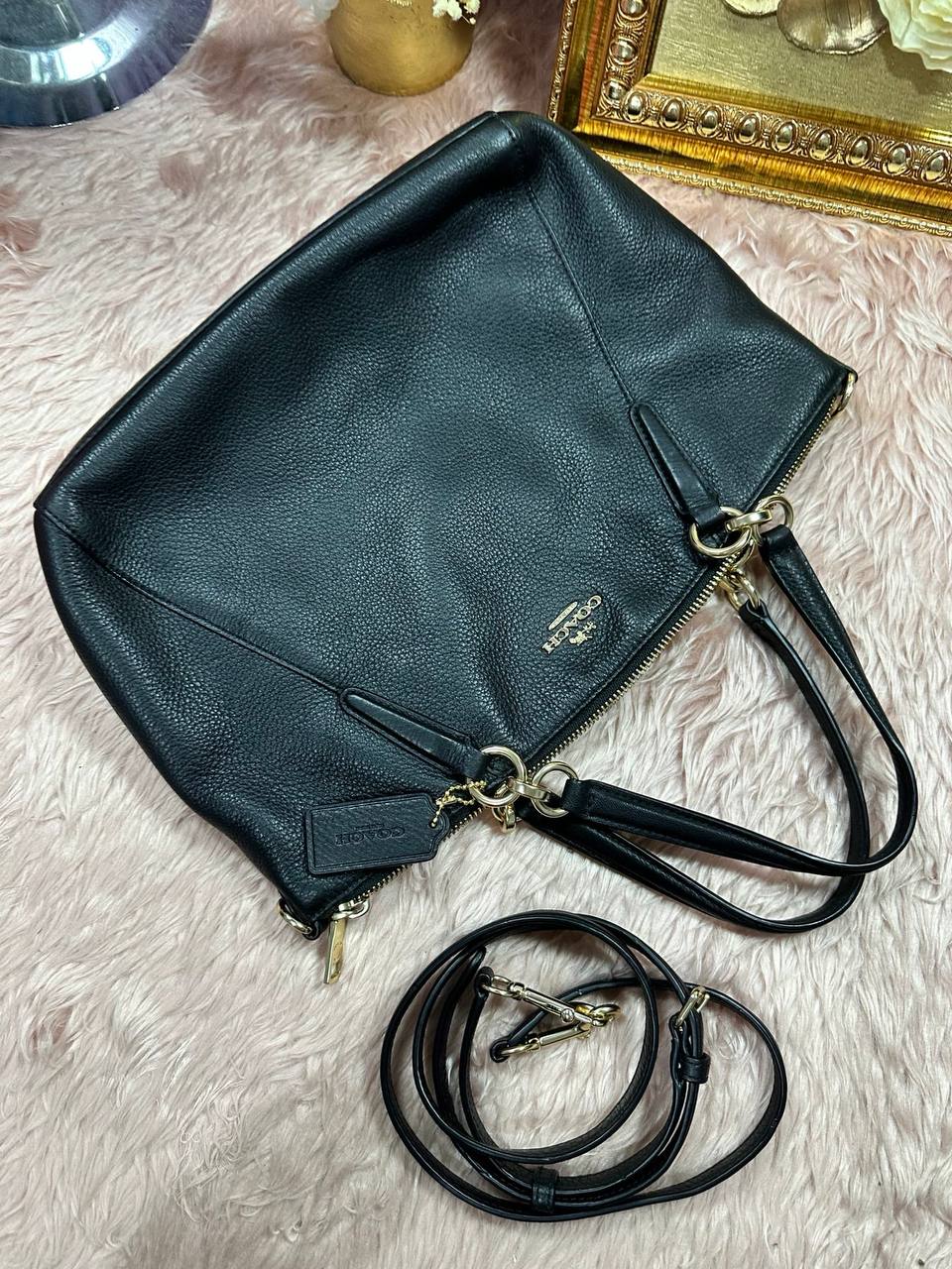 ORIG Preloved COACH Kelsey Satchel Crossbody Bag Black