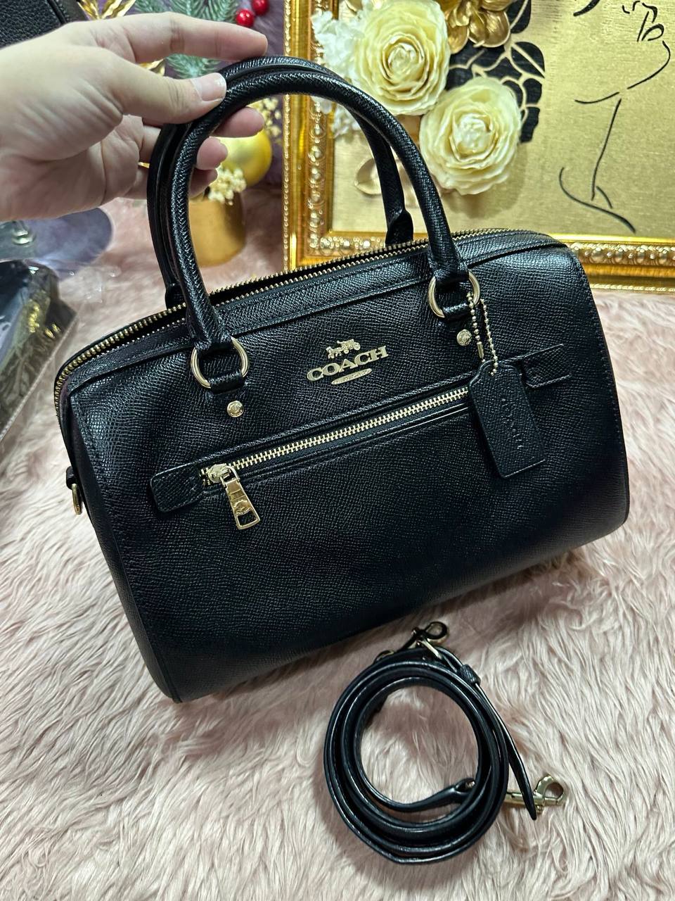 ORIG Preloved COACH Rowan Satchel Black Bag