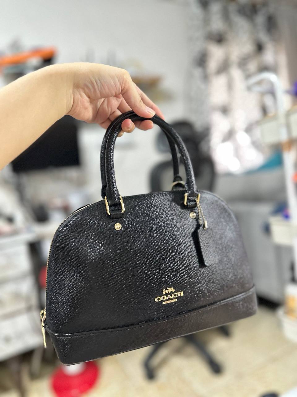 ORIG Preloved COACH Mini Sierra Alma Dome Black Bag