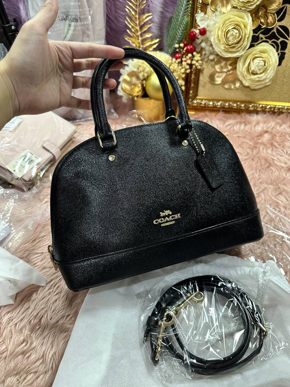 ORIG Preloved COACH Mini Sierra Alma Dome Black Bag