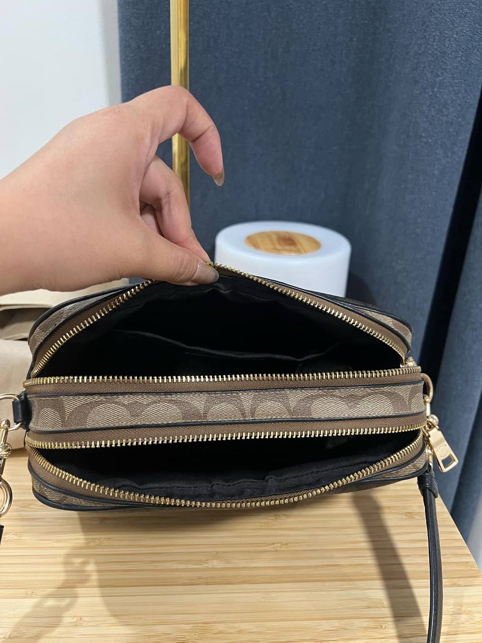 ORIG Preloved COACH RARE Jes Crossbody In Blocked Signature Canvas Brown Bag