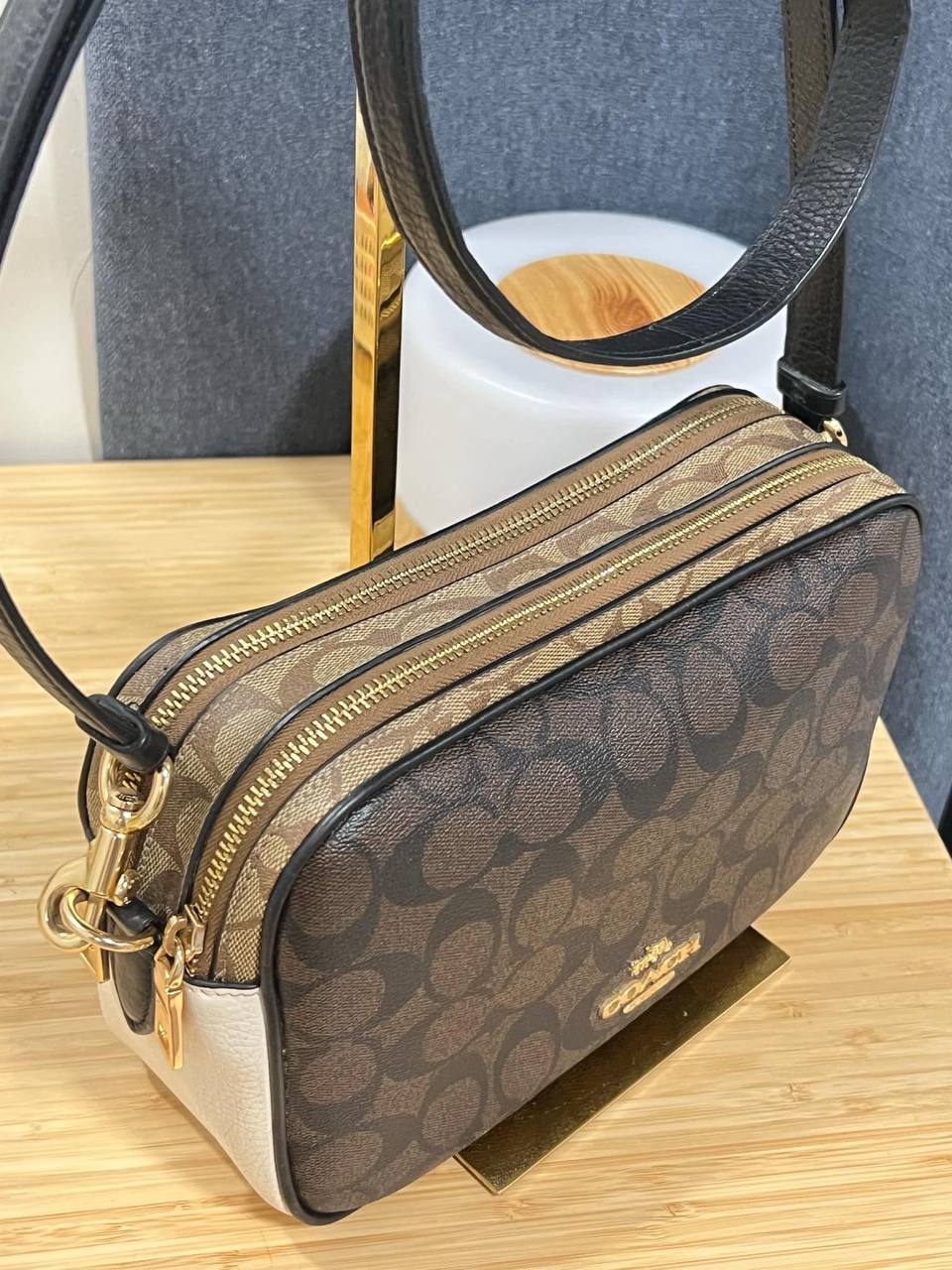 ORIG Preloved COACH RARE Jes Crossbody In Blocked Signature Canvas Brown Bag