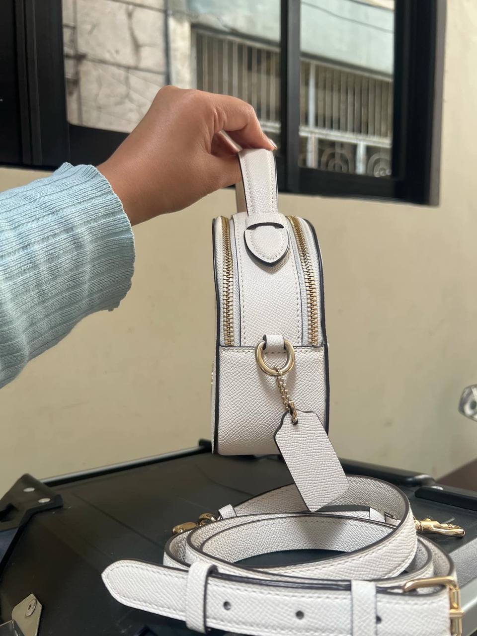 ORIG Preloved COACH RARE Serena Satchel White Chalk Bag