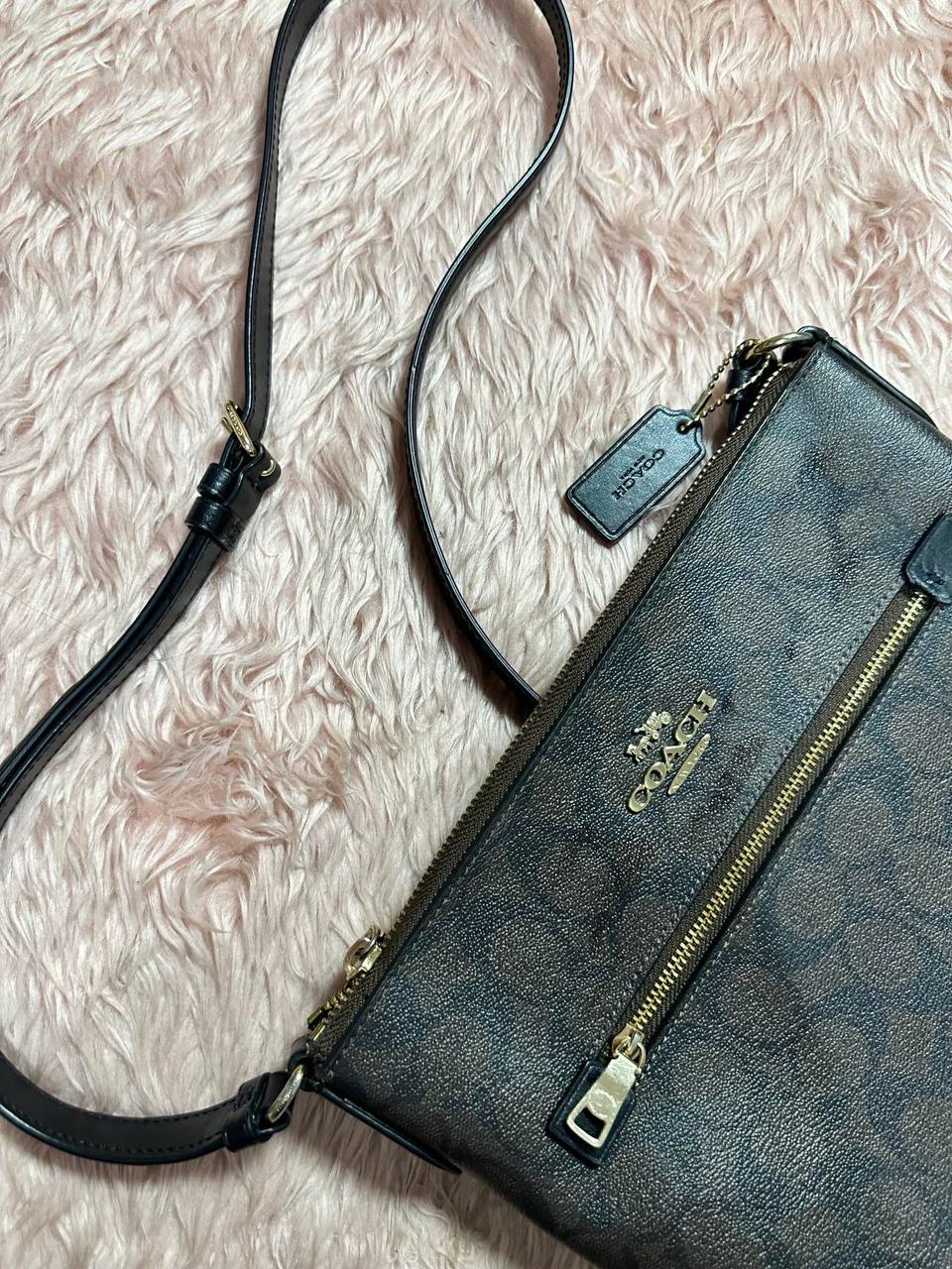 ORIG Preloved COACH Rowan File Bag In Signature Canvas Brown