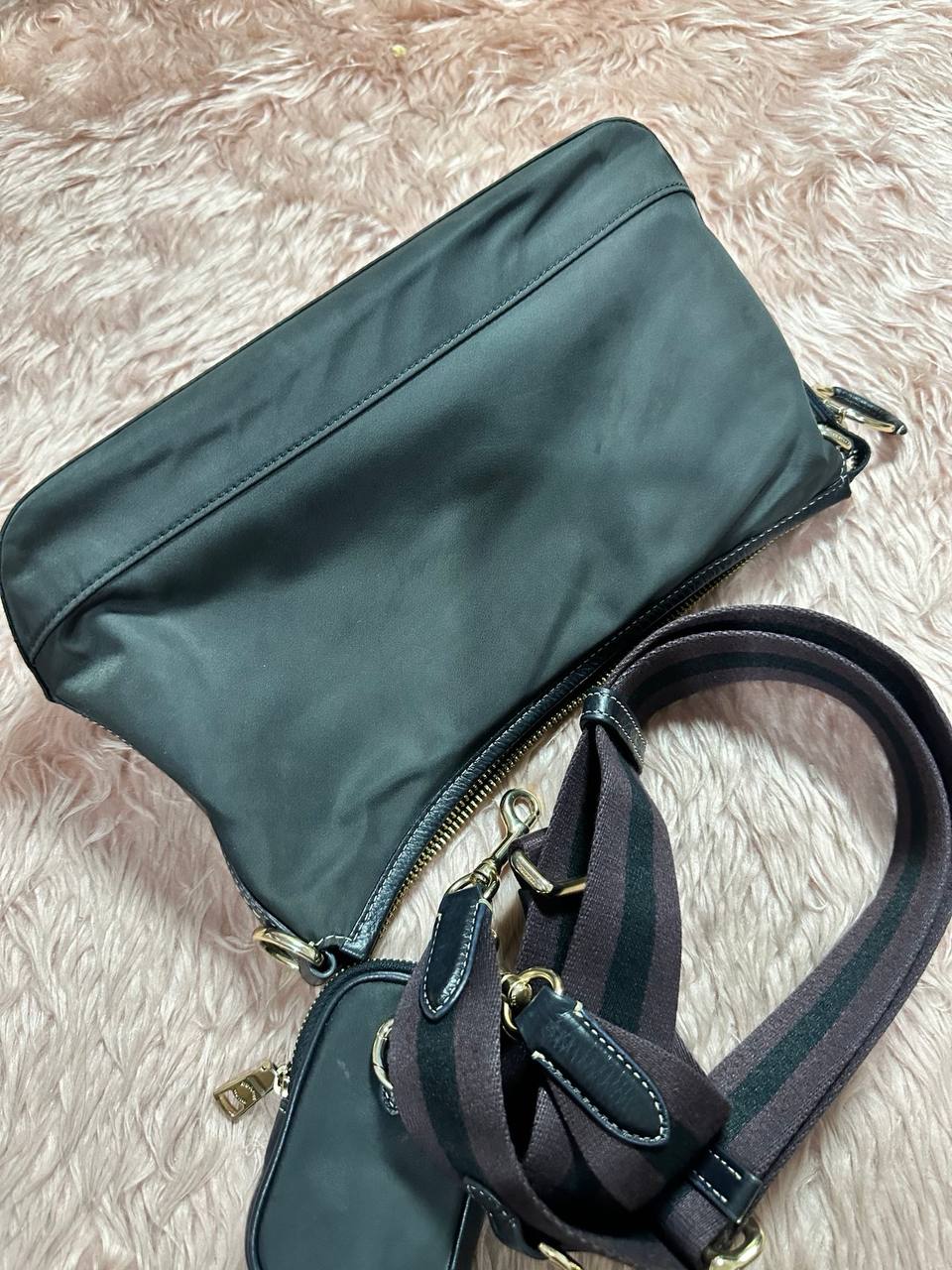 ORIG Preloved COACH Ellis Shoulder Nylon Black Bag with Pouch