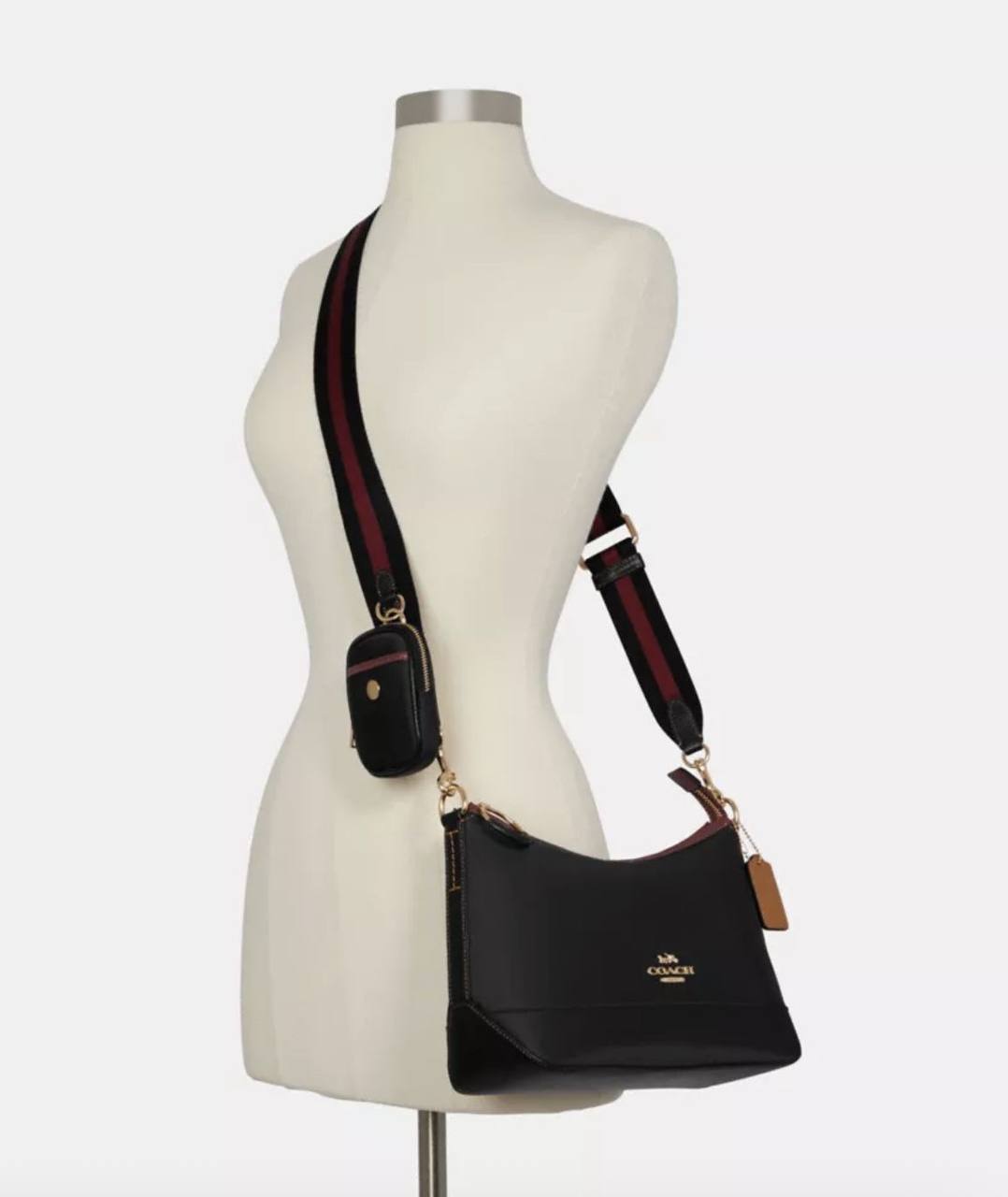 ORIG Preloved COACH Ellis Shoulder Nylon Black Bag with Pouch