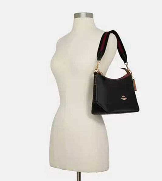 ORIG Preloved COACH Ellis Shoulder Nylon Black Bag with Pouch
