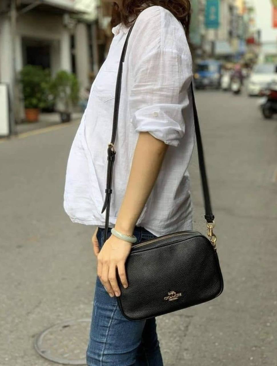 ORIG Preloved COACH Rare Jes Crossbody Double Zip Black Bag