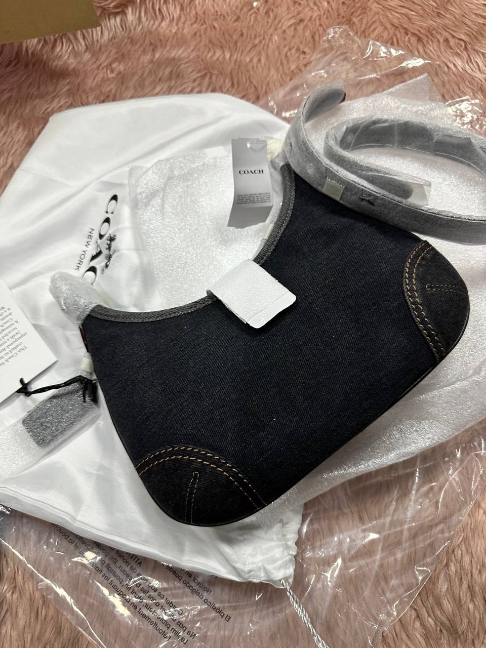 ORIG & IMPORTED COACH Retail Denim Hamptons Hobo Shoulder Black Bag