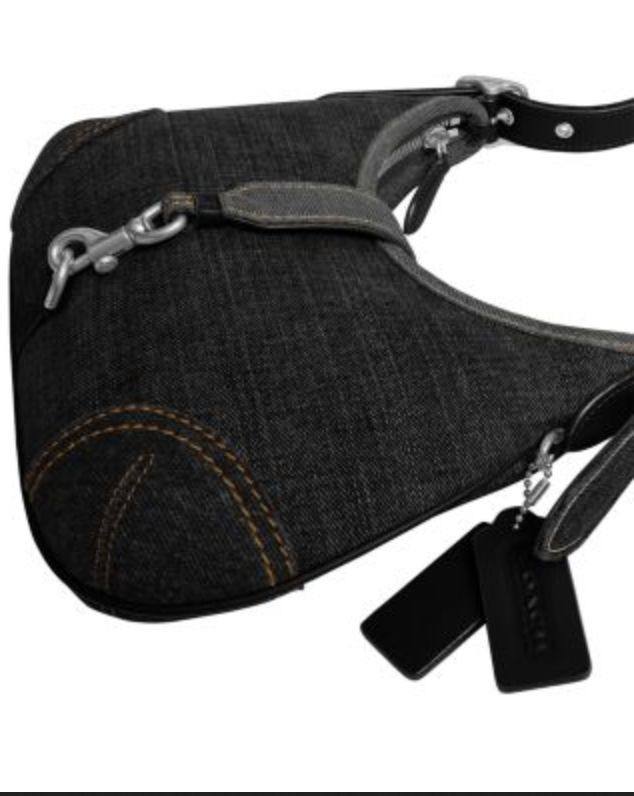 ORIG & IMPORTED COACH Retail Denim Hamptons Hobo Shoulder Black Bag