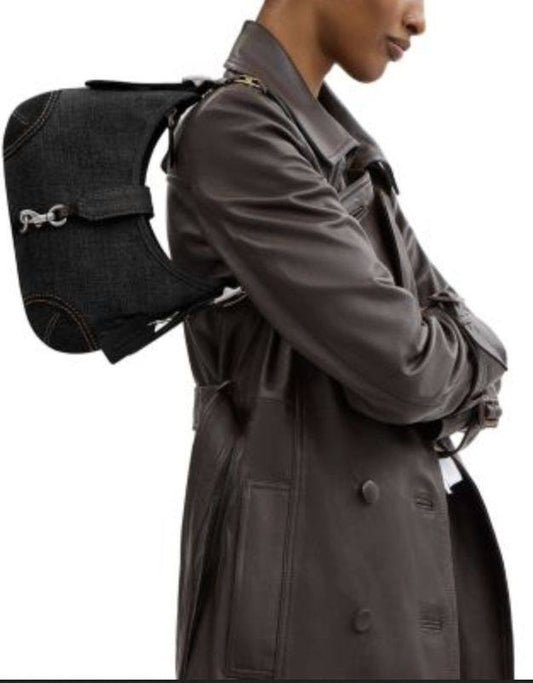 ORIG & IMPORTED COACH Retail Denim Hamptons Hobo Shoulder Black Bag