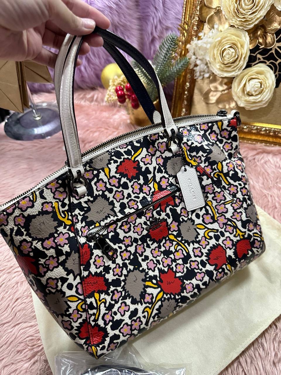 ORIG Preloved COACH Prairie Satchel Floral Print White Bag