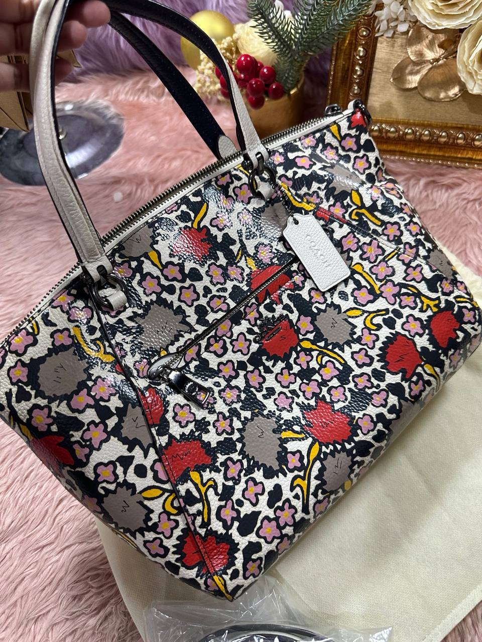 ORIG Preloved COACH Prairie Satchel Floral Print White Bag