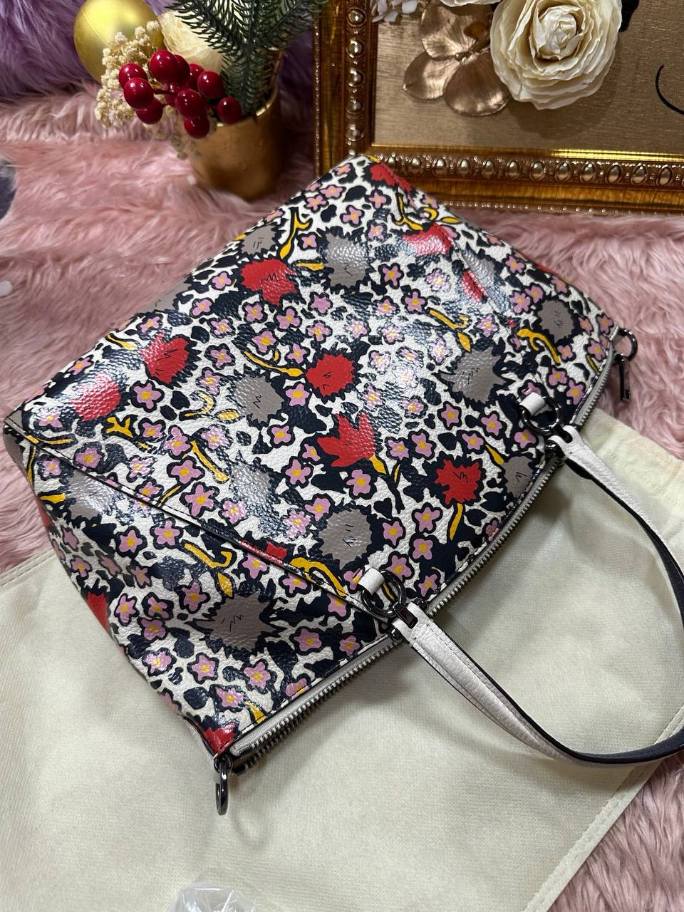 ORIG Preloved COACH Prairie Satchel Floral Print White Bag
