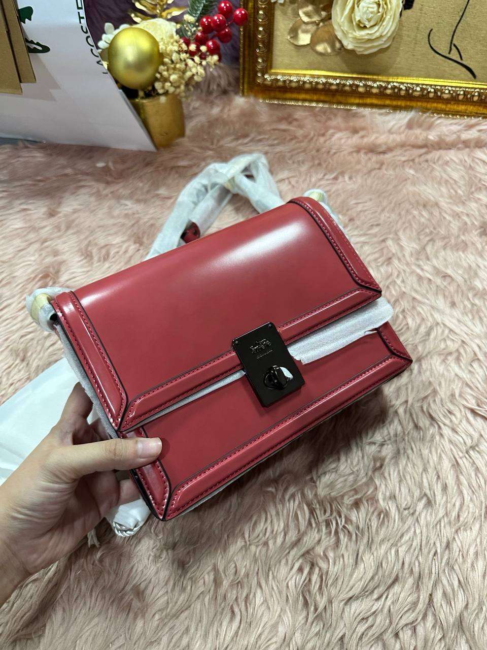 ORIG & IMPORTED COACH Retail Hutton Shoulder Bag Maroon Red Rouge