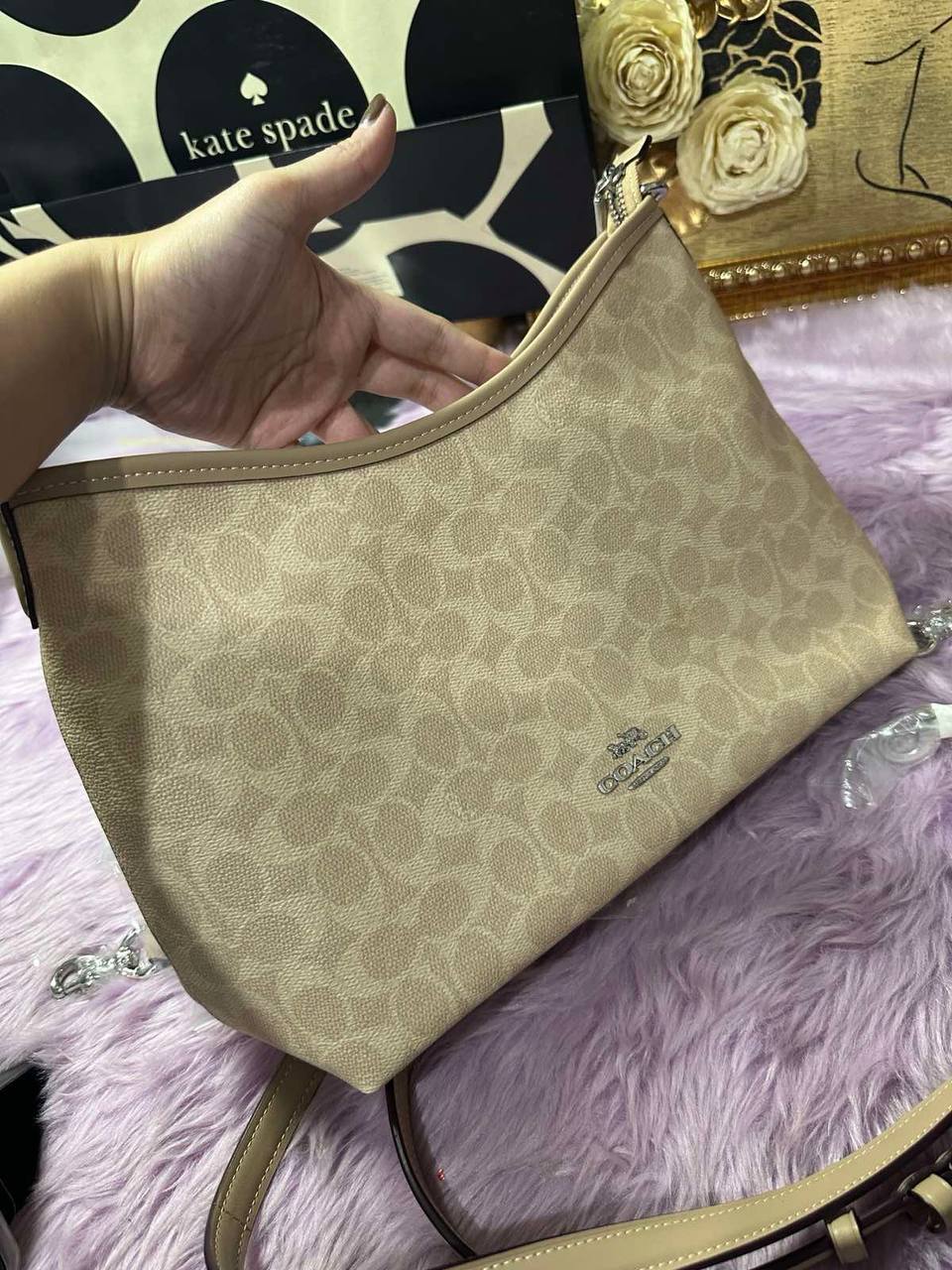 ORIG & IMPORTED Coach Laurel Shoulder Bag In Signature Canvas Sand/Taupe