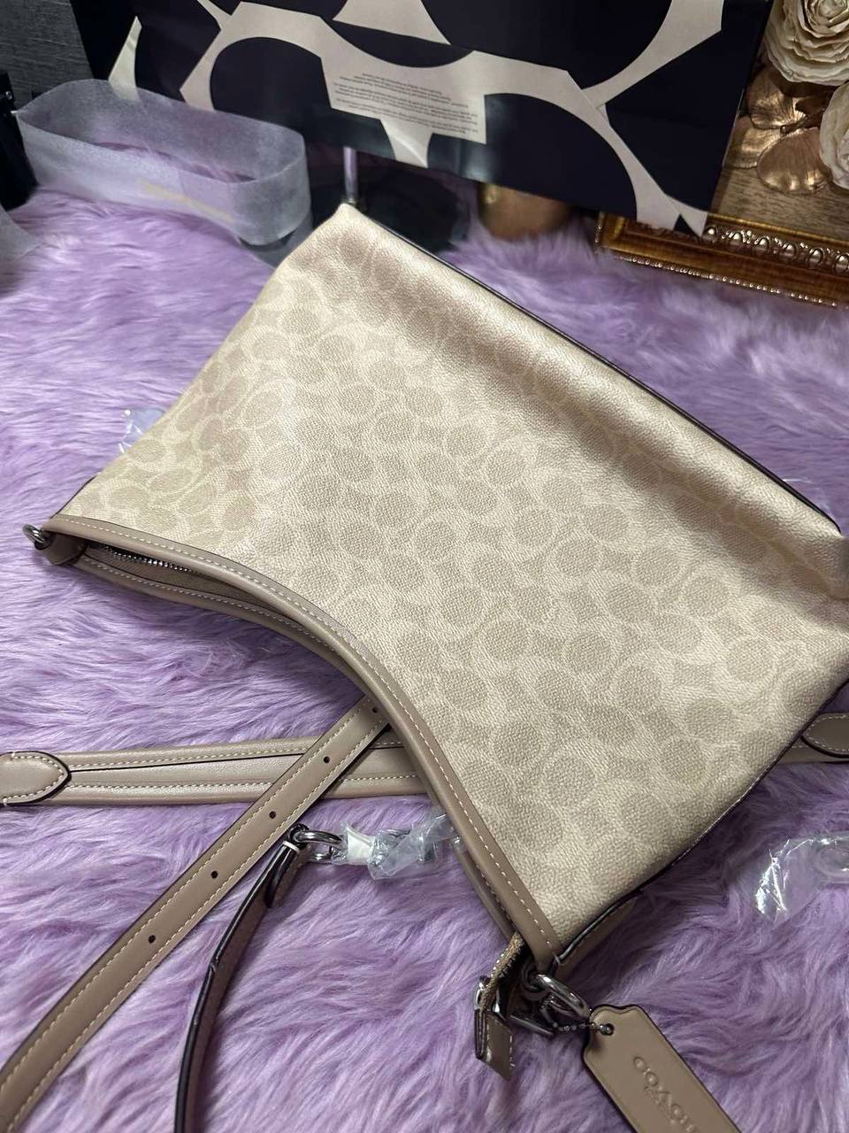ORIG & IMPORTED Coach Laurel Shoulder Bag In Signature Canvas Sand/Taupe