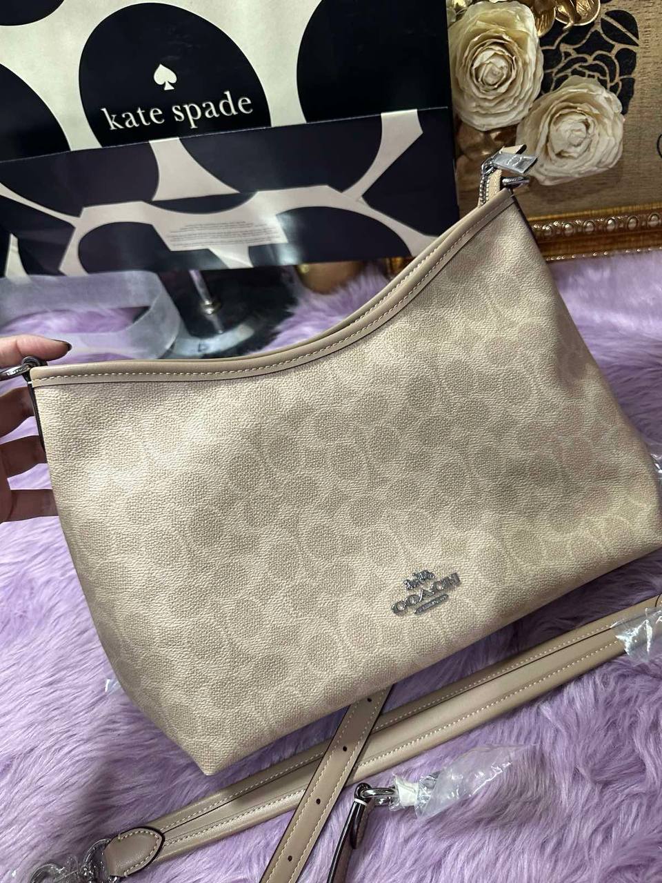 ORIG & IMPORTED Coach Laurel Shoulder Bag In Signature Canvas Sand/Taupe