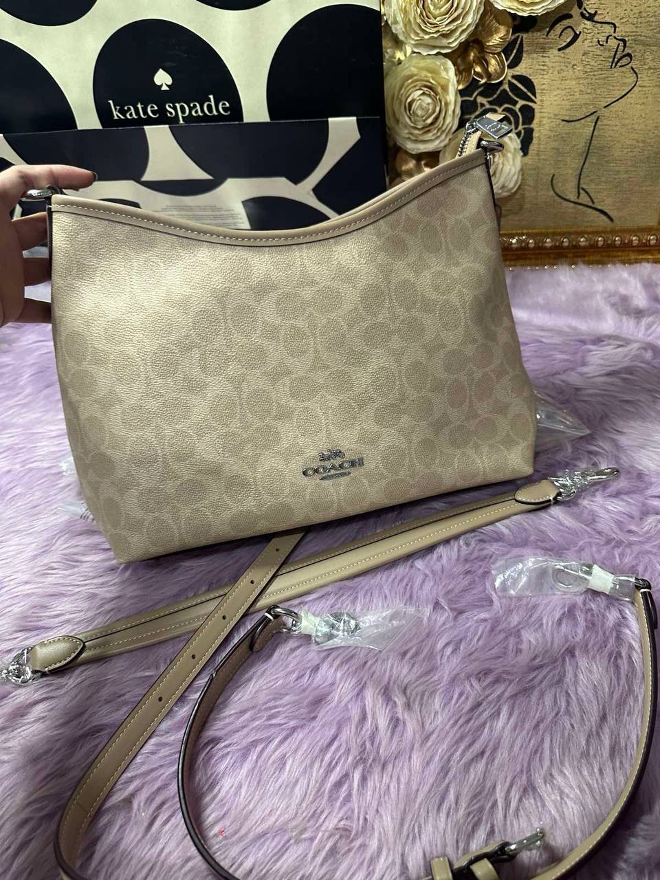 ORIG & IMPORTED Coach Laurel Shoulder Bag In Signature Canvas Sand/Taupe