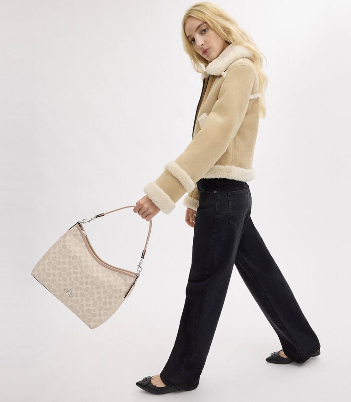 ORIG & IMPORTED Coach Laurel Shoulder Bag In Signature Canvas Sand/Taupe