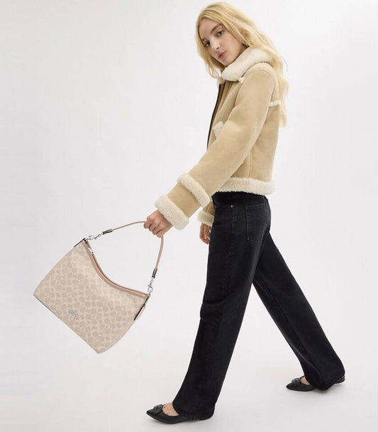 ORIG & IMPORTED Coach Laurel Shoulder Bag In Signature Canvas Sand/Taupe
