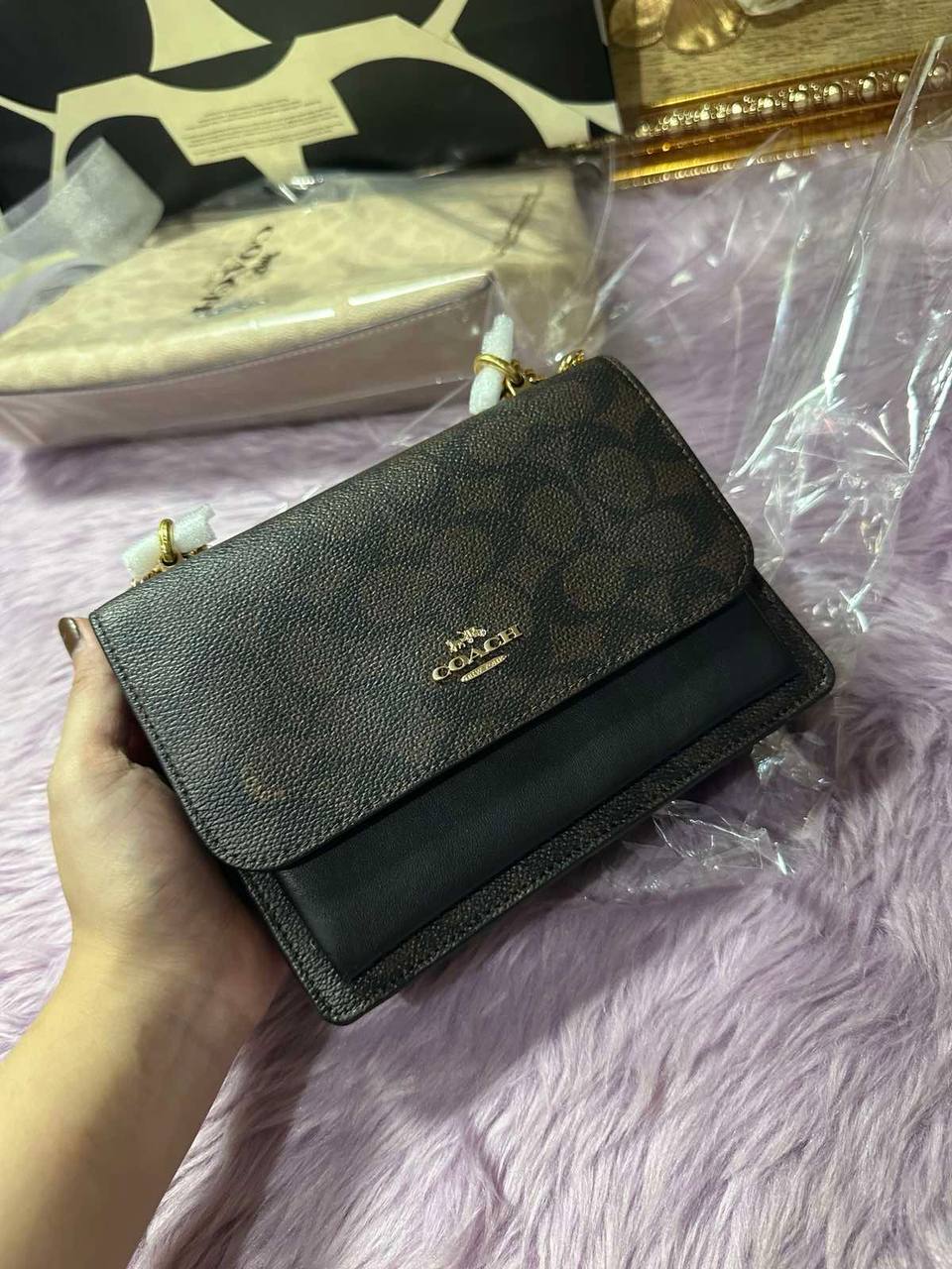 ORIG & IMPORTED Coach Mini Klare Crossbody Small Bag In Signature Canvas in WALNUT BROWN