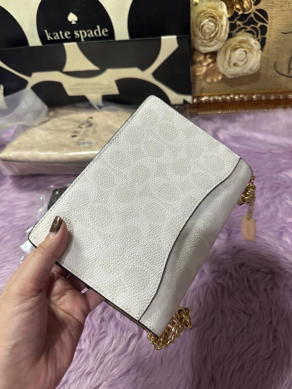 ORIG & IMPORTED Coach Mini Klare Crossbody Small Bag In Signature Canvas in GLACIER WHITE