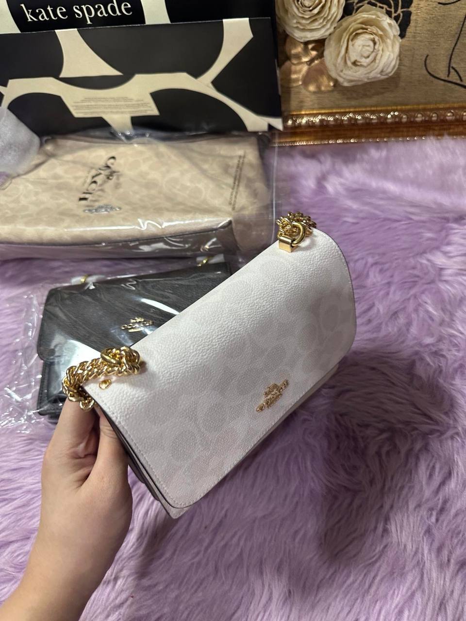 ORIG & IMPORTED Coach Mini Klare Crossbody Small Bag In Signature Canvas in GLACIER WHITE