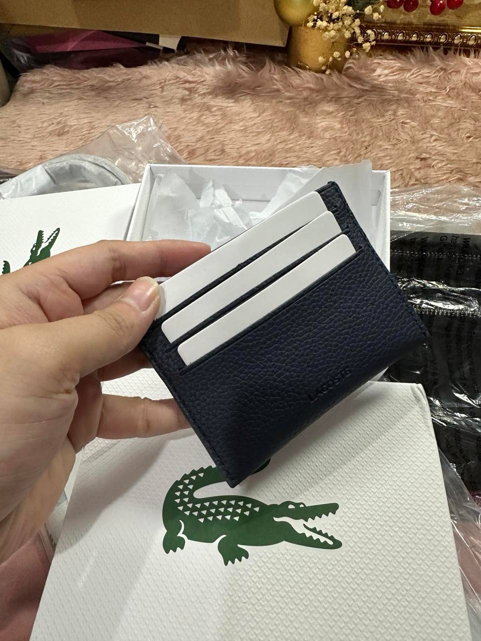 ORIG & IMPORTED Lacoste Card Holder Small Wallet Black / Blue
