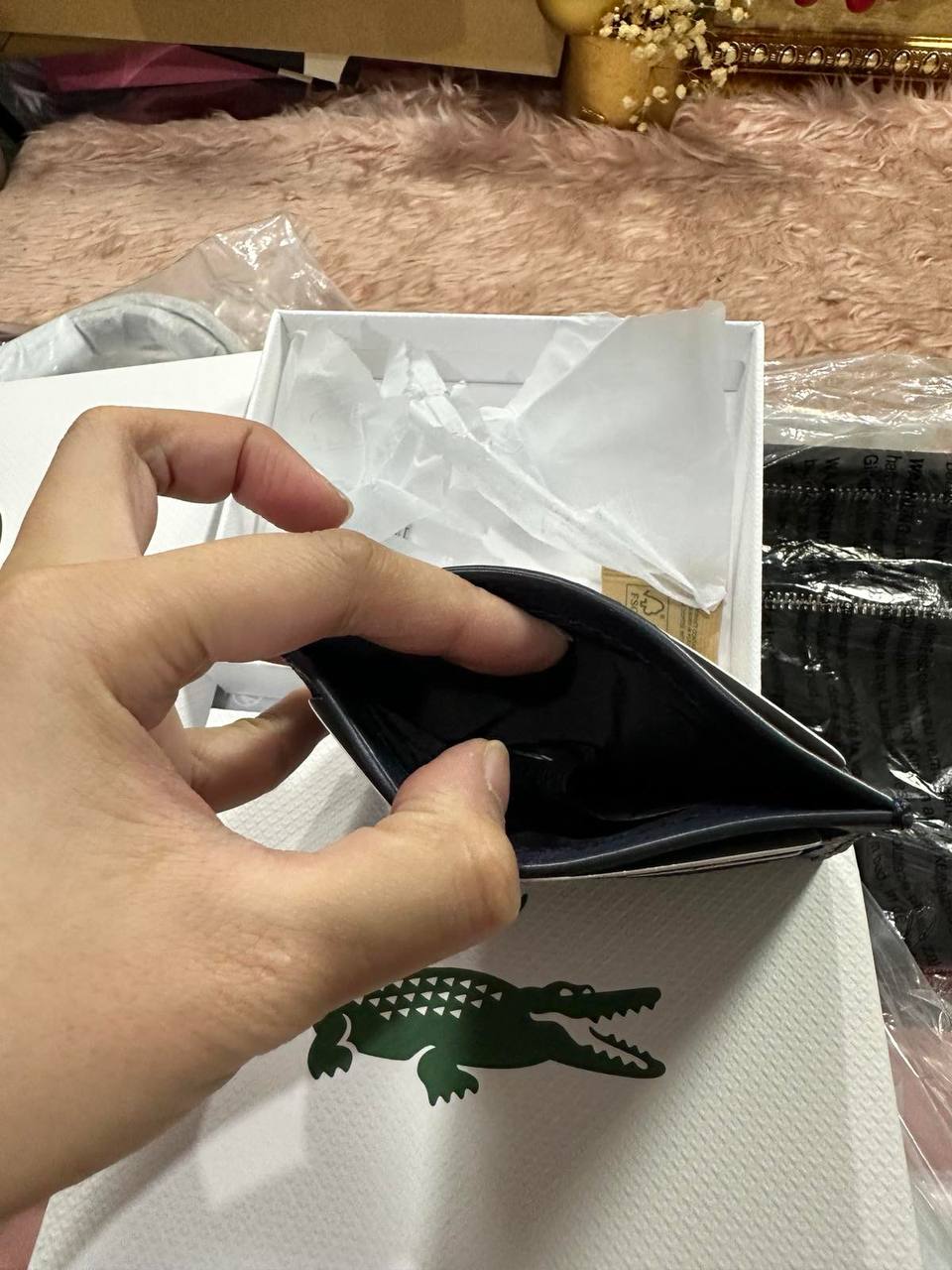 ORIG & IMPORTED Lacoste Card Holder Small Wallet Black / Blue