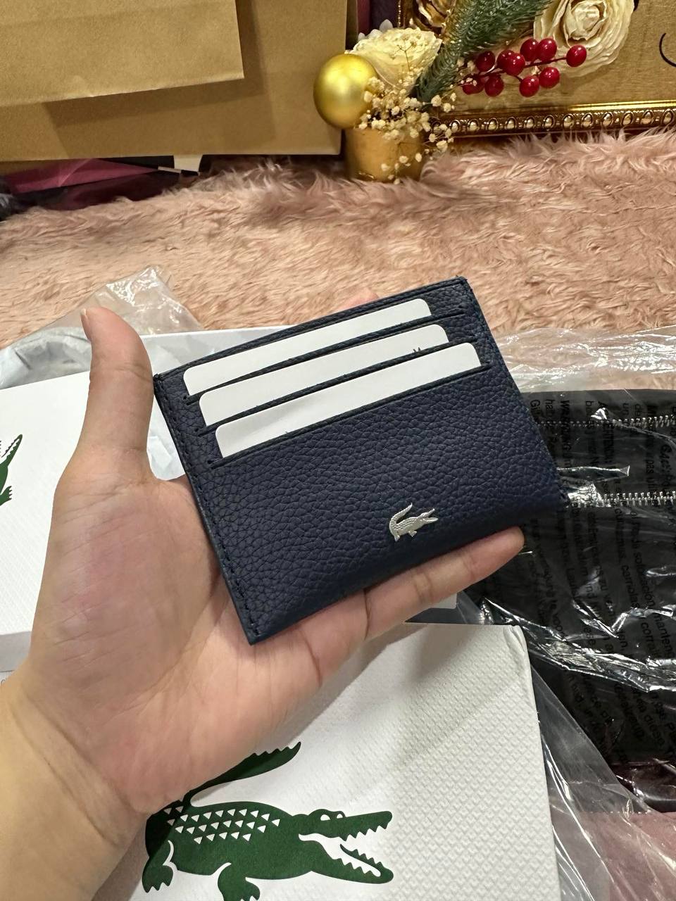 ORIG & IMPORTED Lacoste Card Holder Small Wallet Black / Blue