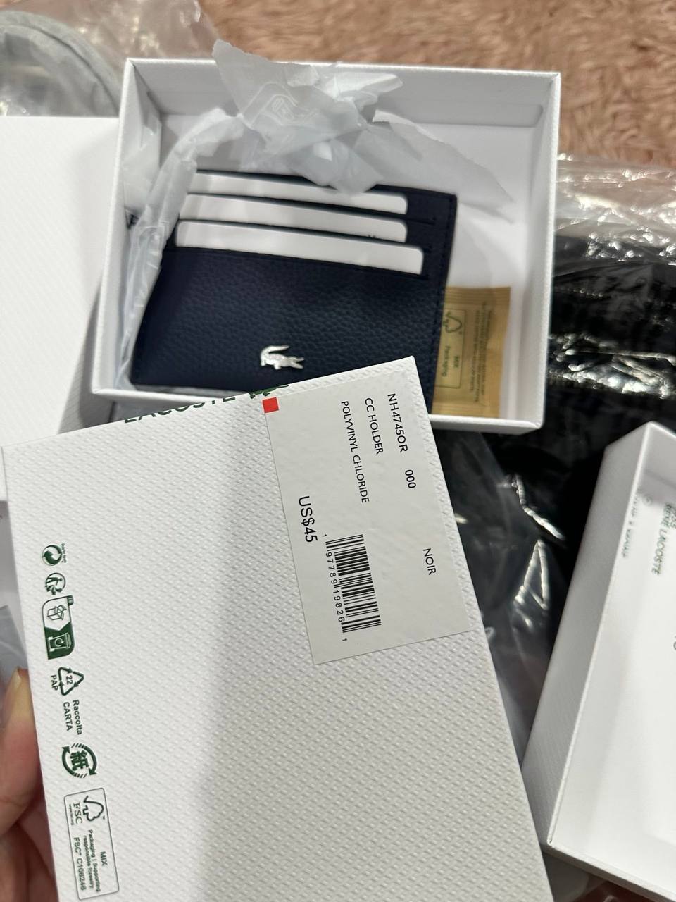 ORIG & IMPORTED Lacoste Card Holder Small Wallet Black / Blue