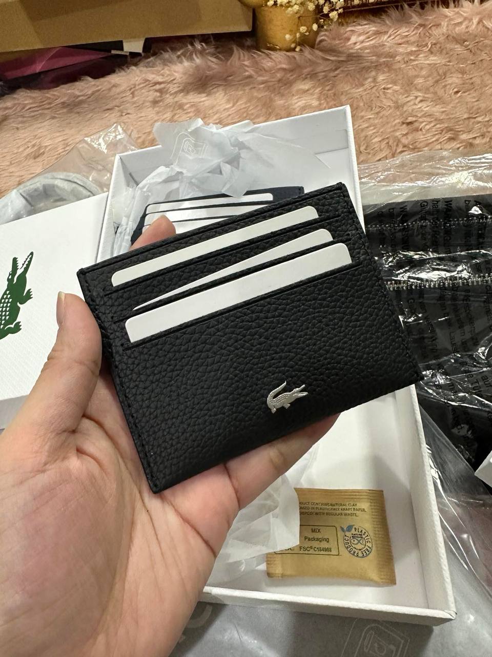 ORIG & IMPORTED Lacoste Card Holder Small Wallet Black / Blue