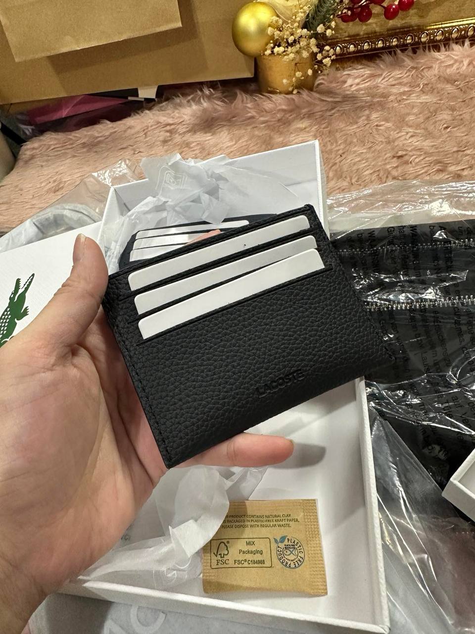 ORIG & IMPORTED Lacoste Card Holder Small Wallet Black / Blue