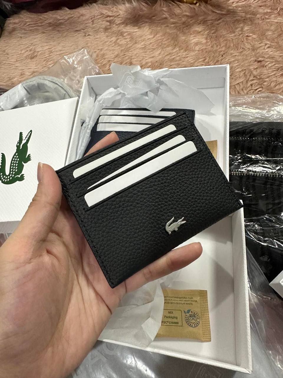 ORIG & IMPORTED Lacoste Card Holder Small Wallet Black / Blue