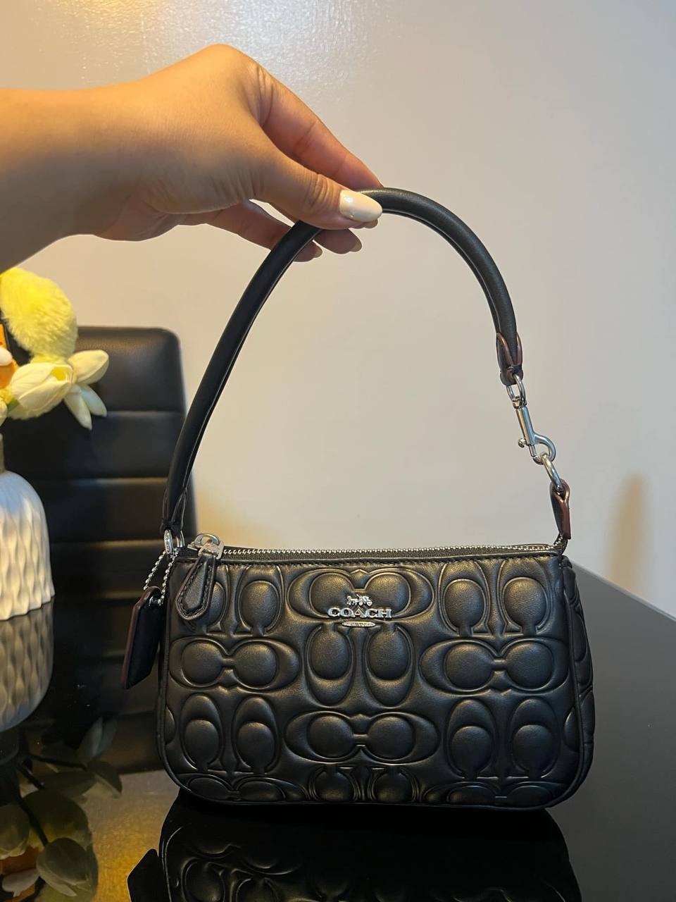 ORIG Preloved COACH Nolita 19 In Signature Leather Black Small Bag