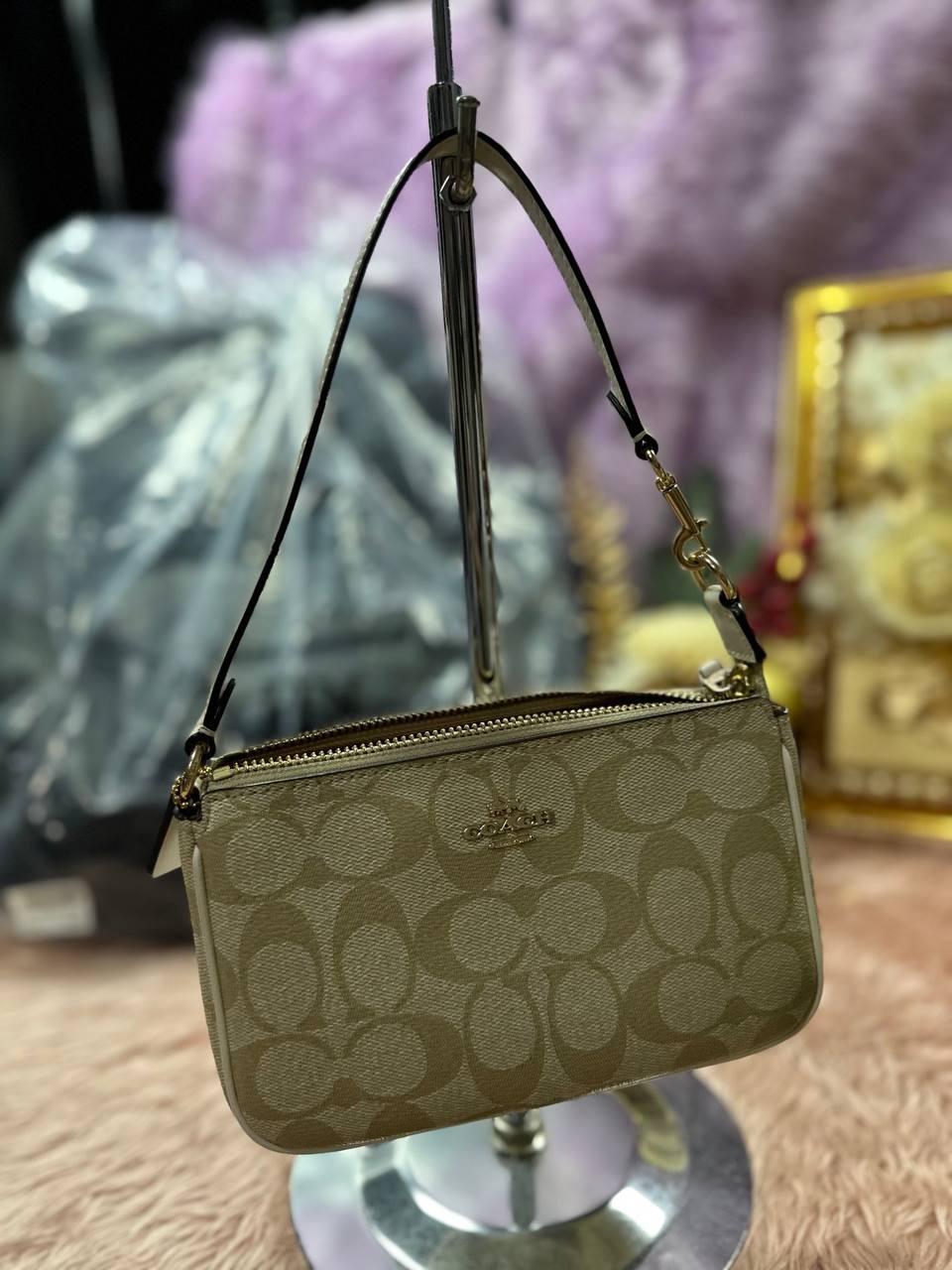 ORIG Preloved COACH Nolita 19 In Signature Canvas Light Khaki Small Bag