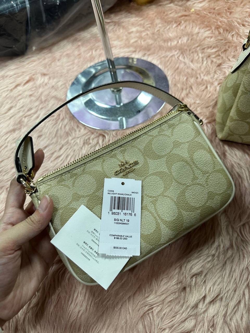 ORIG Preloved COACH Nolita 19 In Signature Canvas Light Khaki Small Bag