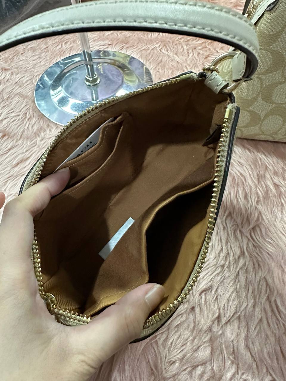 ORIG Preloved COACH Nolita 19 In Signature Canvas Light Khaki Small Bag