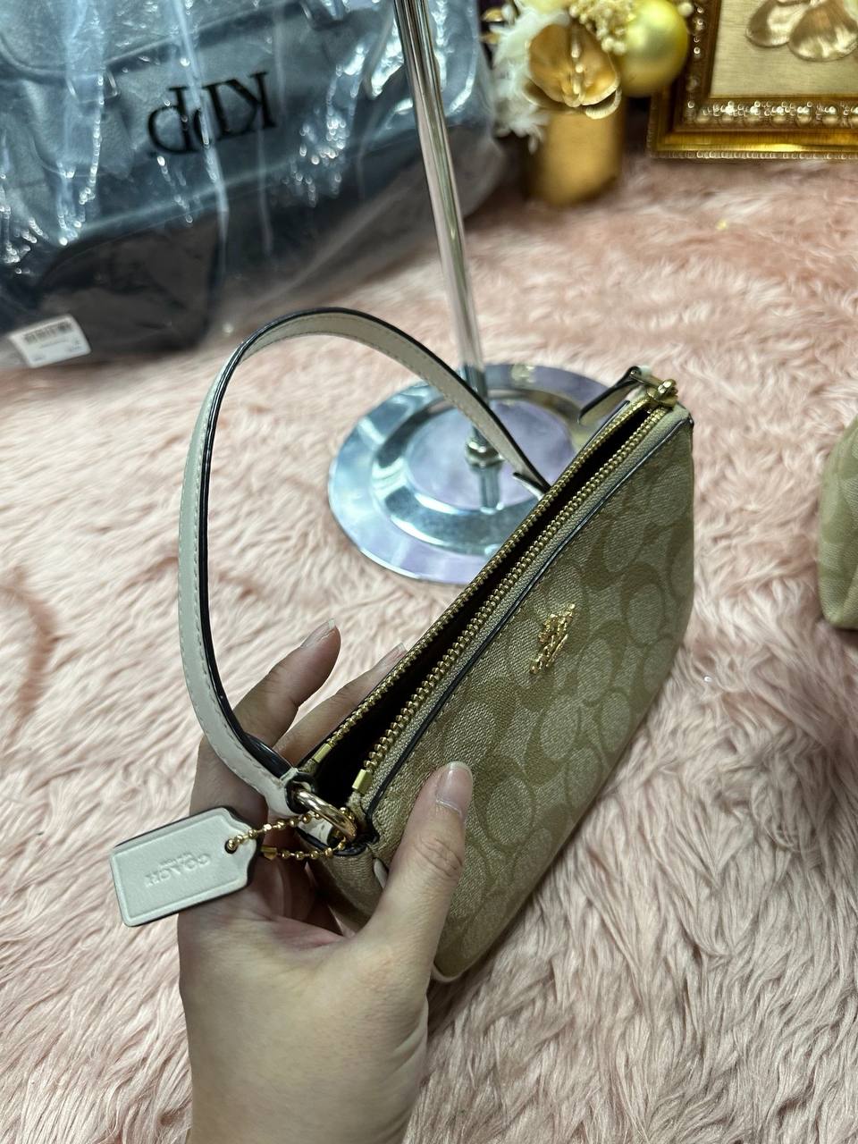 ORIG Preloved COACH Nolita 19 In Signature Canvas Light Khaki Small Bag